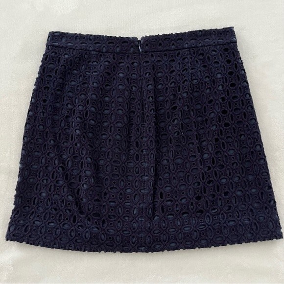 J. Crew Navy Blue Eyelet Mini Skirt, Size 2 - Picture 8 of 12